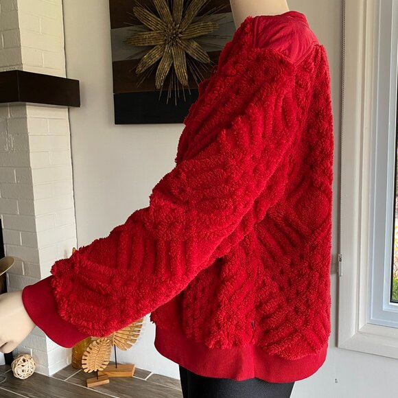 Tommy Hilfiger Vibrant Red Pullover Sherpa Sweater S XL - Picture 4 of 15